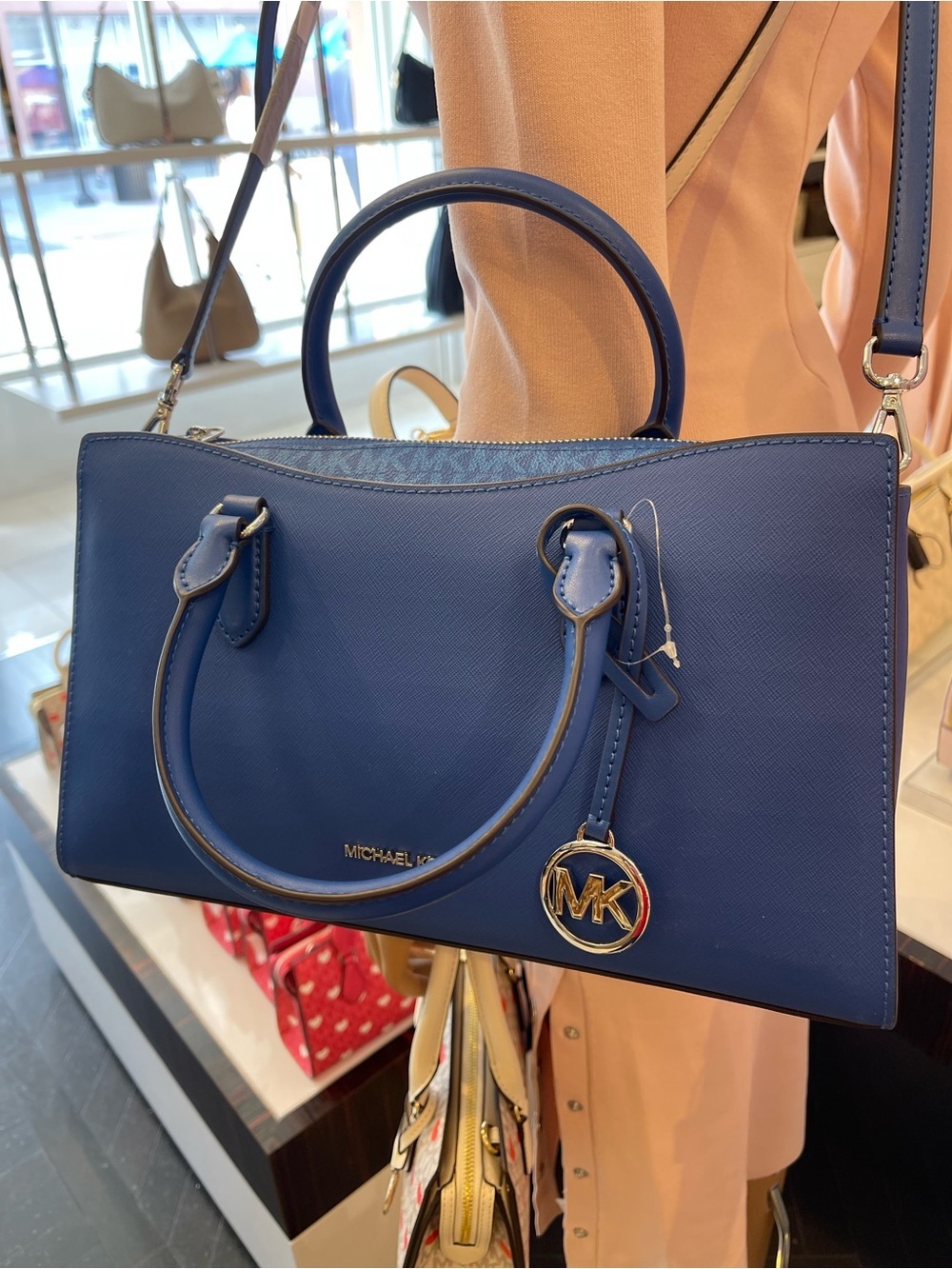 MICHAEL KORS Arden Md Top-Zip EW Leather Tote Crossbody Satchel 
Galaxy Blue
NWT - Picture 14 of 16
